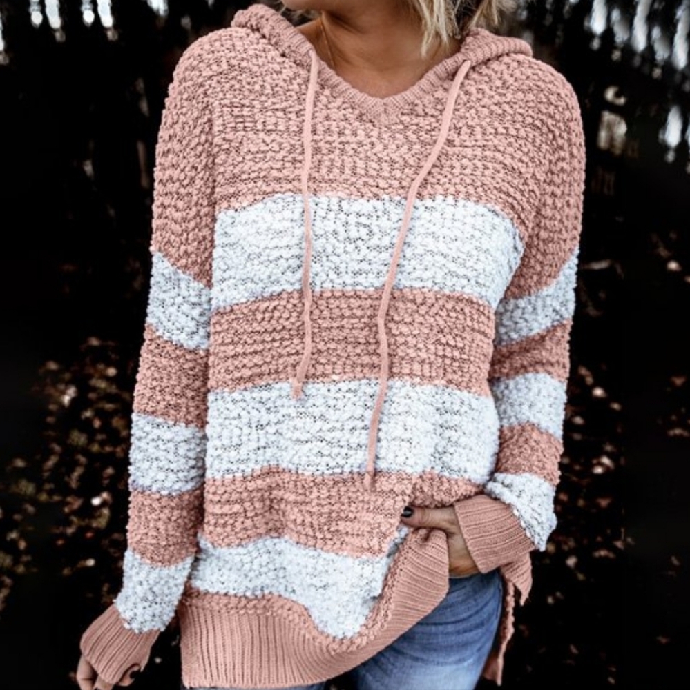 Hooded Coral Pink Longsleeve Top